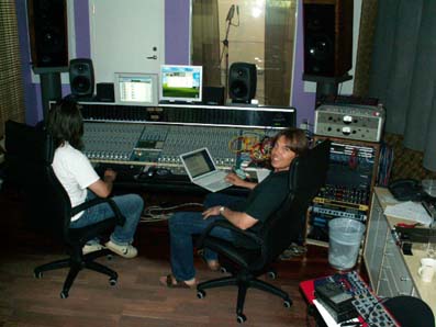 Mic & Joey working in studio 2