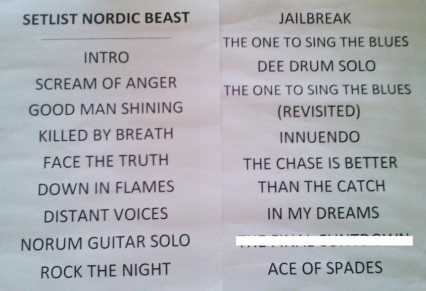 Setlist Nordic Beast